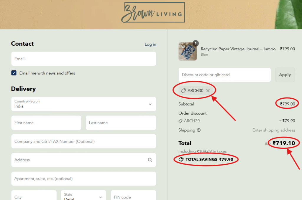 How to Use the Brownliving Discount Code ARCH30